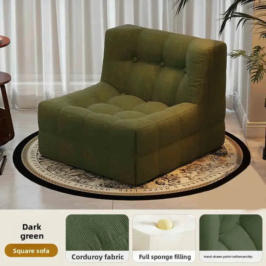 Retro Block Lazy Sofa | Corduroy Fabric | Sponge Filling | Single from PriceLows™