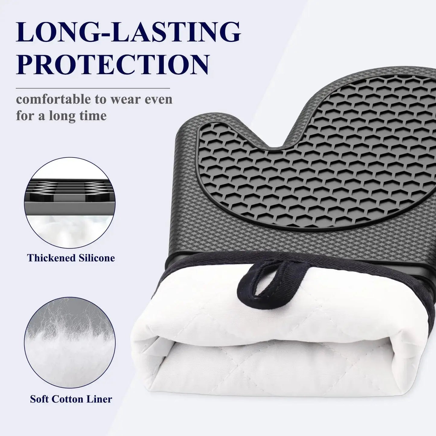 Silicone Oven Mitts | Heat Resistant | Slip-Resistant Knit | Set Of 2