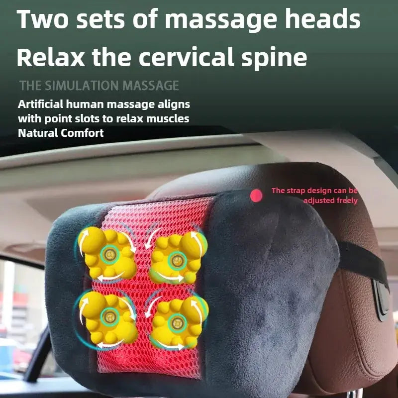 Massage Seat Cushion | 9 Point Kneading | Infrared Heat | Airback Support