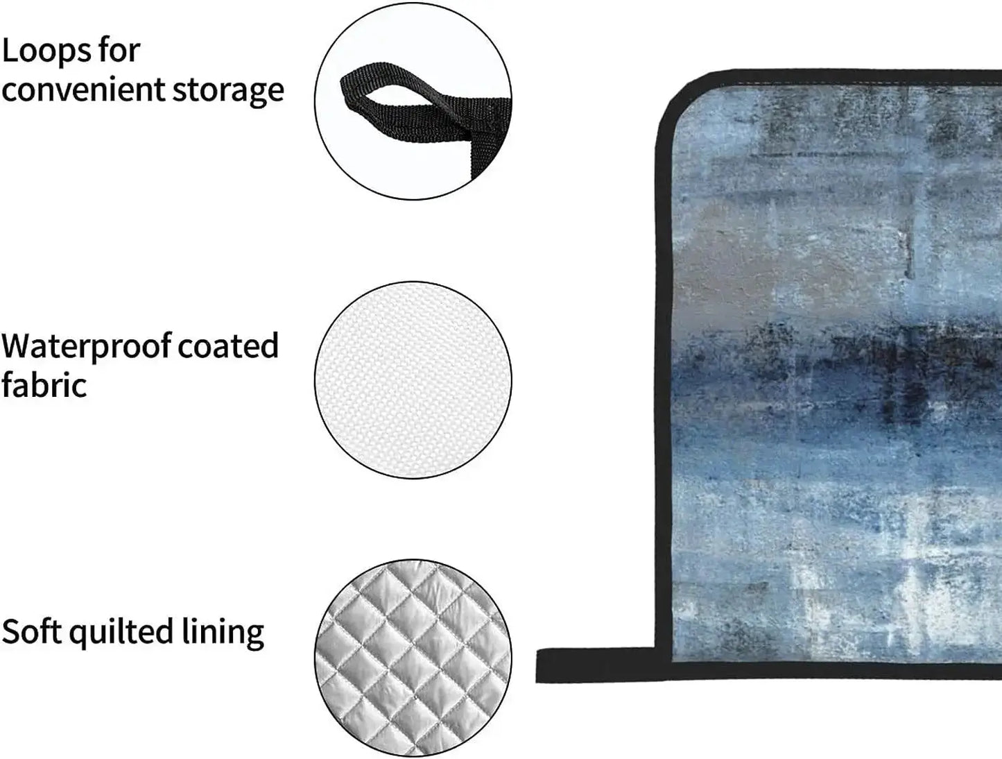 Oven Mitts Set | Abstract Art Blue Grey | Polyester Heat Resistant | 4-Piece Set