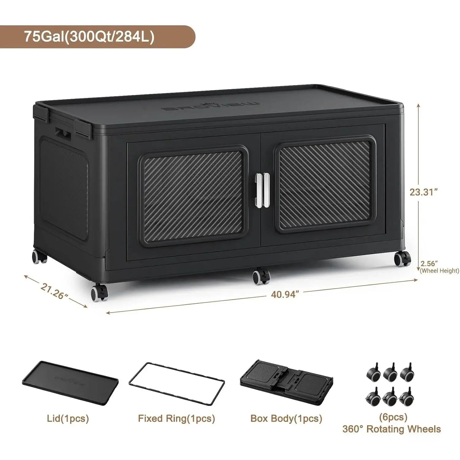 BROVIEW 165 Gal Extra Large Storage Bins Each Box with 1 Lid, 660 Qt Stackable Storage Box with Wheels, Collapsible Plastic Storage Cabinet Cubes Shelves Home Organization, 1/3/4Pack, Black from PriceLows™