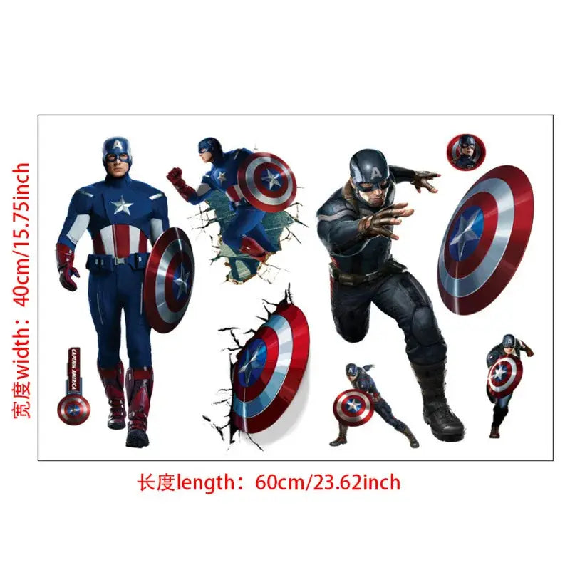 3D Wall Sticker | Size 60x40 cm | Avengers | Hulk Iron Man Captain America Thor