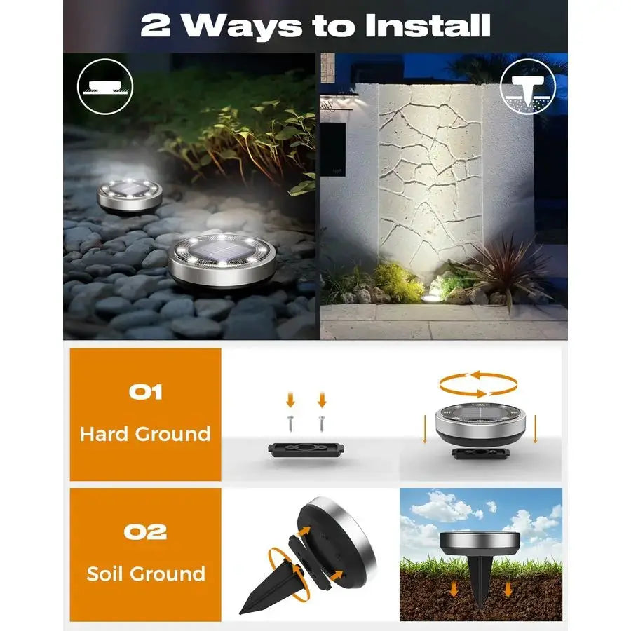 16 Pack Solar Lights Outdoor, 8 LED Solar Ground Lights IP65 Waterproof Flat Solar Disc Light, Pathway Lights for Garden Lawn Pa from PriceLows™