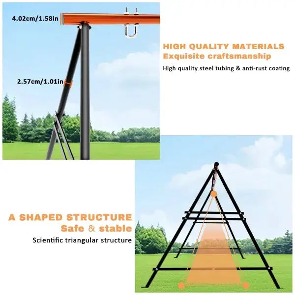 Swing Sets for Backyard, Outdoor Porch Swing Frame, Hammock Chair Stand Only, Max Load 550Lbs A-Frame from PriceLows™