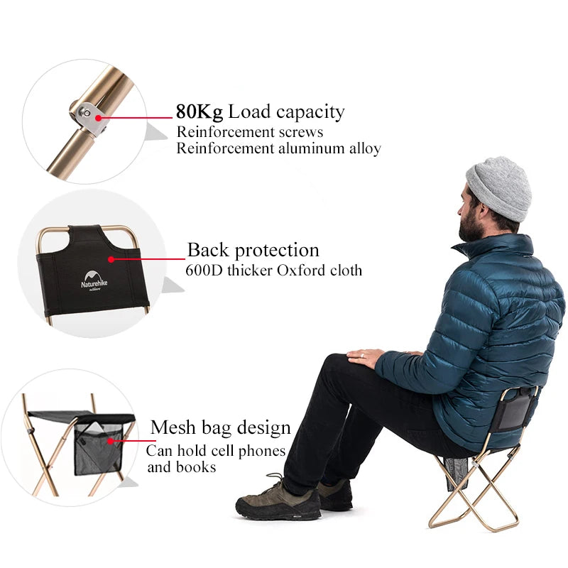 Beach Chair | Ultralight 420g | Folding With Mesh Bag | Black Khaki