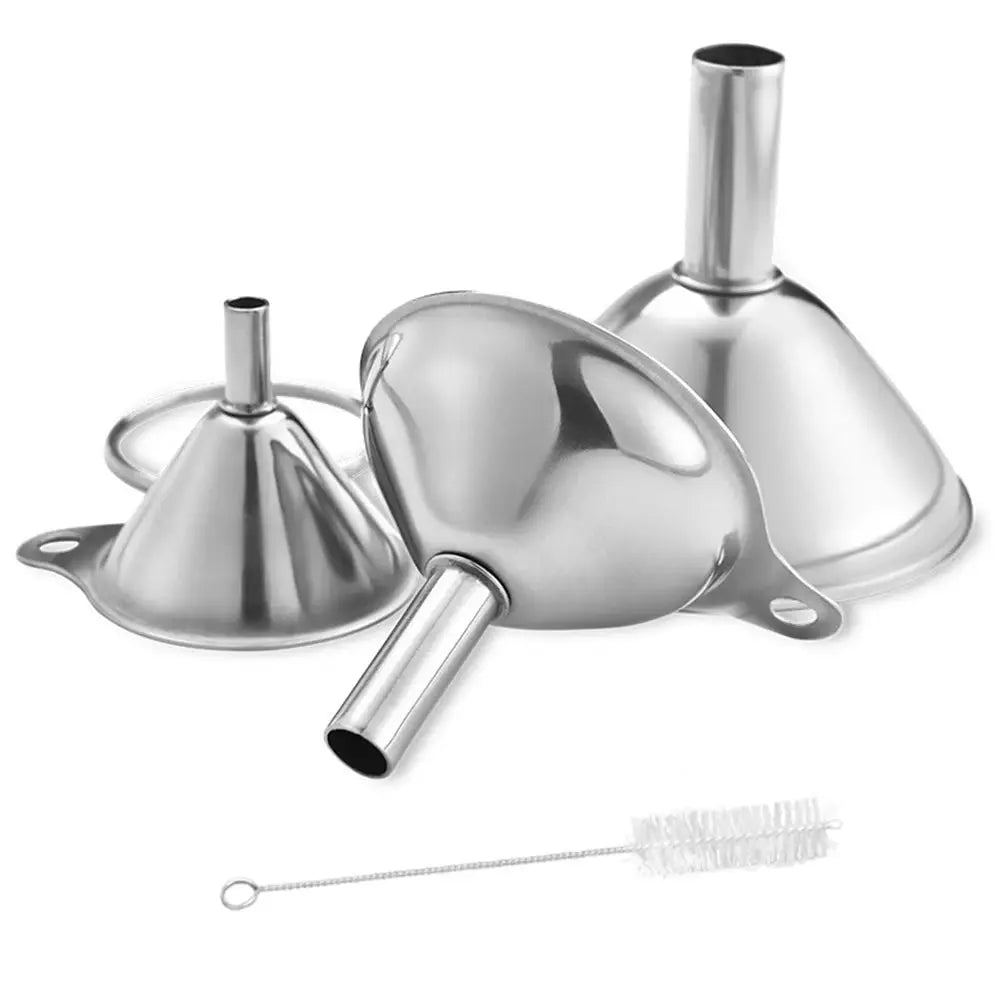 3 Piece Stainless Steel Funnels Set with Handle Small Funnels Set Multipurpose for Transferring Liquid Dry Ingredients Powder from PriceLows™