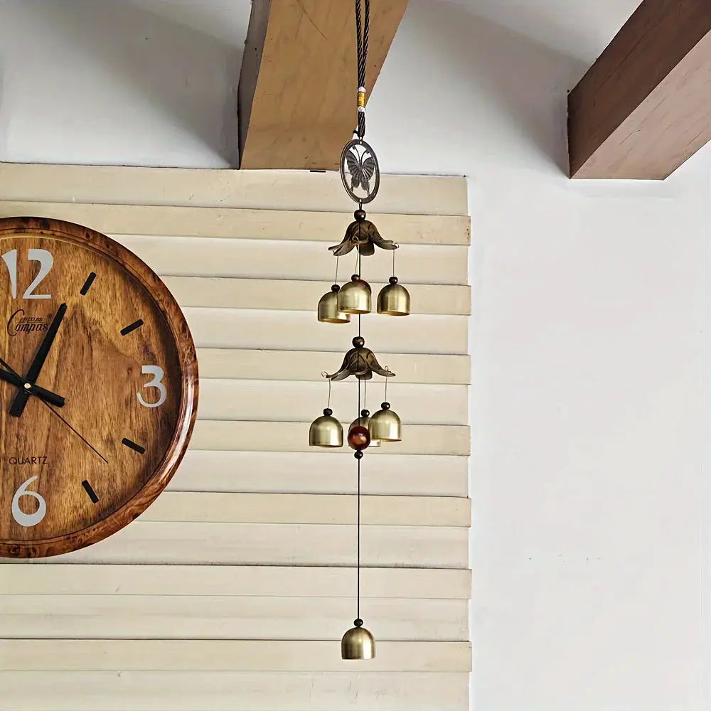 Garden Random Style Double Metal Bell Pendant Wind Chime, Brass Color Bell Hanging Decoration Home Patio Wall Hanging Gift from PriceLows™