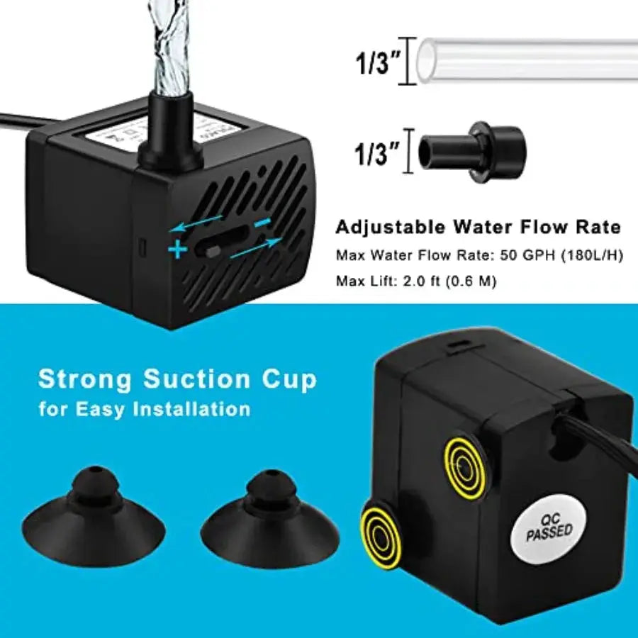 Submersible Fountain Pump | 50 Gph | 3 Watt | 2 Pack
