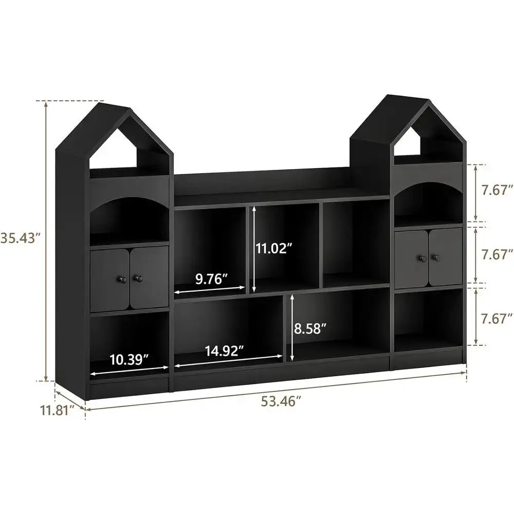 Children's Bookshelf with Storage, Playroom & Living Room Display Cabinet, Black from PriceLows™