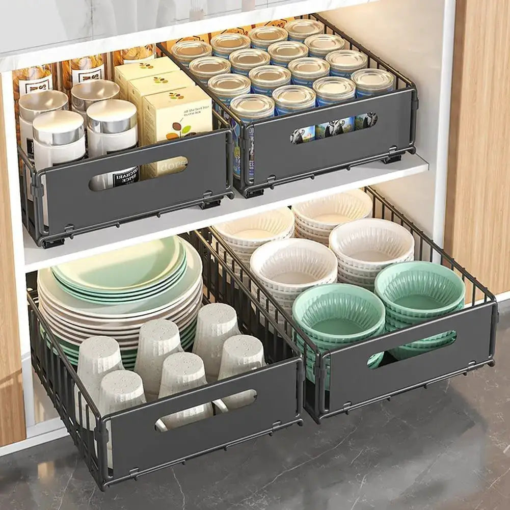 2PCS Pull Out Cabinet Organizer Under Sink Organizer Slide Out Drawers Pantry Shelves Drawer Storage for Kitchen Cabinet from PriceLows™