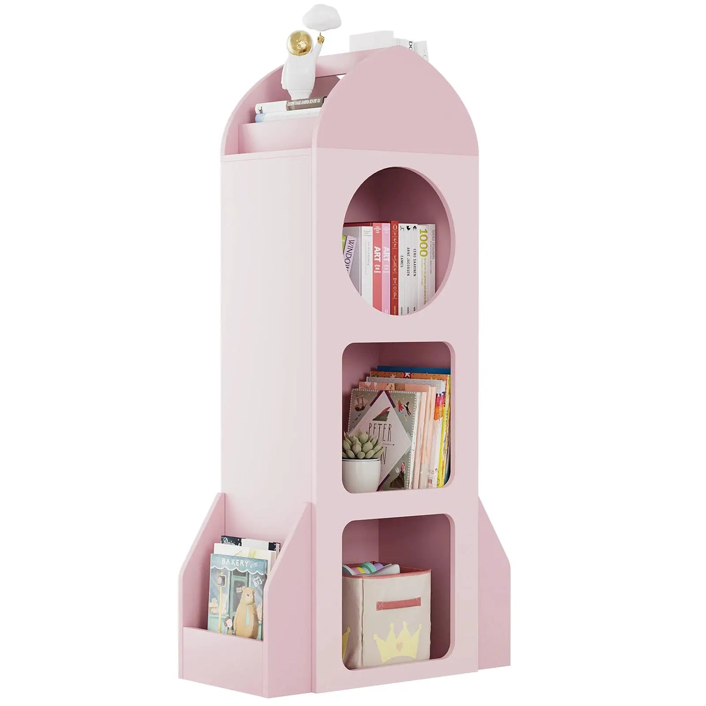 3-Tier Rocket Baby Book Shelf Side shelves, Wood Open Toddler Bookcase, Kids Bookshelf & Toy Storage, Spacious Display Organizer from PriceLows™