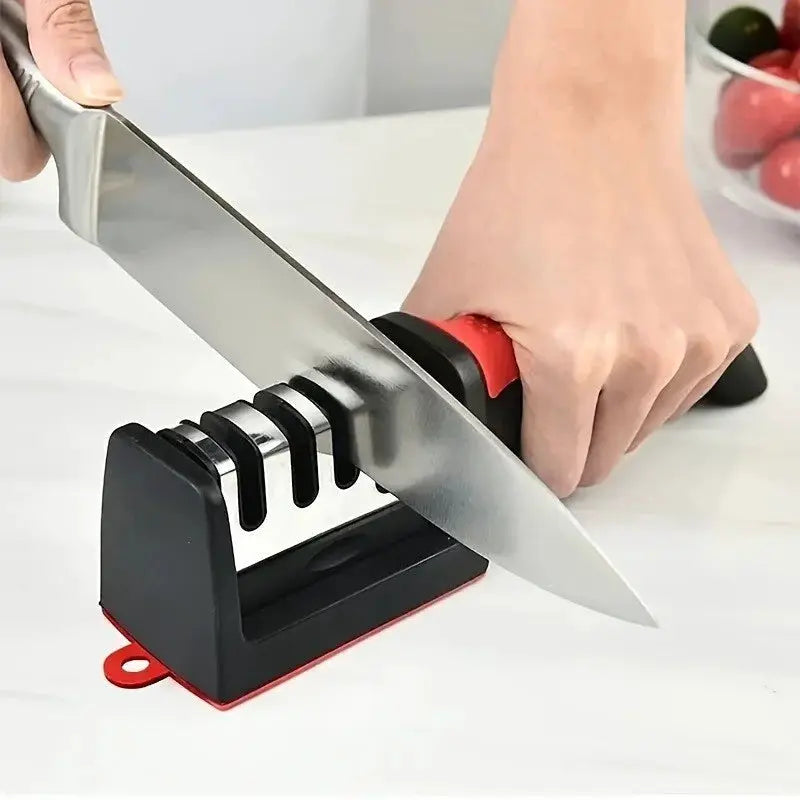 Easy and Fast Knife Sharpener, 3-Stage Sharpening System for Kitchen Knives with Non-Slip Ergonomic Handle, Safe and Efficient from PriceLows™