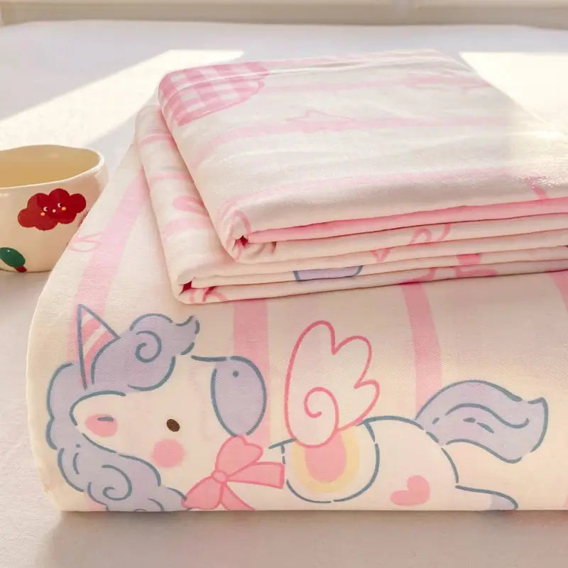 All Season Comfort 100% Cotton Flat Sheet , Soft Breathable Cute Cartoon Print Top Sheet, Wrinkle Resistant Fade Resistant from PriceLows™