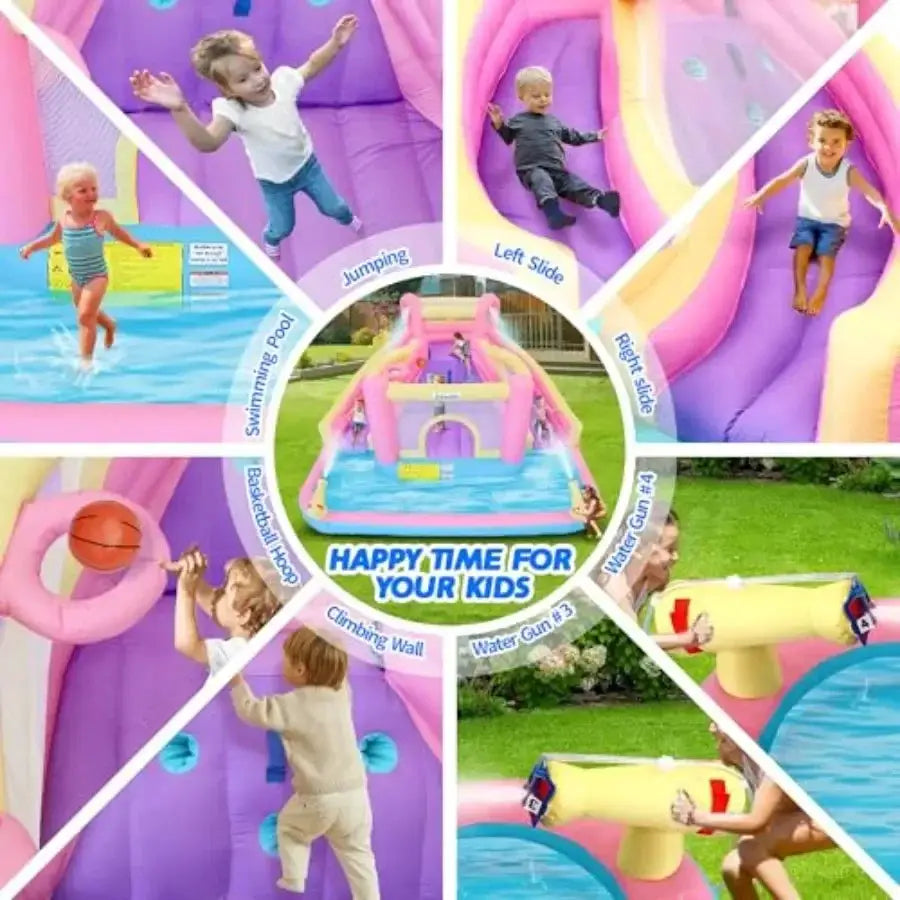 Inflatable Water Slide Bounce House for,12.1 FT x 10.3 FT Small Water Park Bouncy Castle, Double Slides, Jumper, Climbing Wall, from PriceLows™