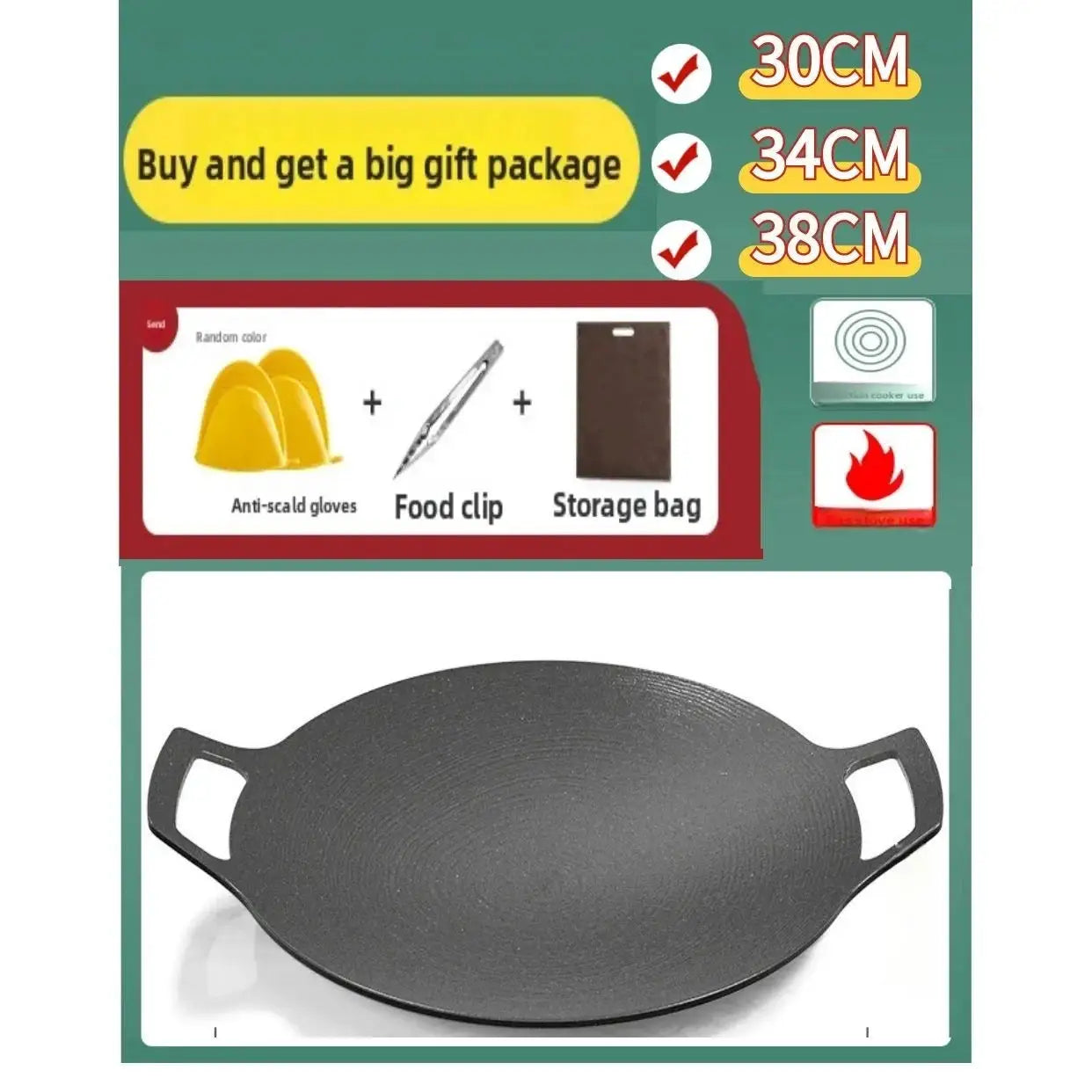 BBQ Cooking Plate | Die Cast | PFOA Free | Gas And Induction Compatible