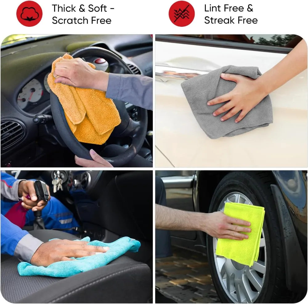 Microfiber Cleaning Cloths | Polyester Blend | Soft Absorbent | 24 Pack 12x16in
