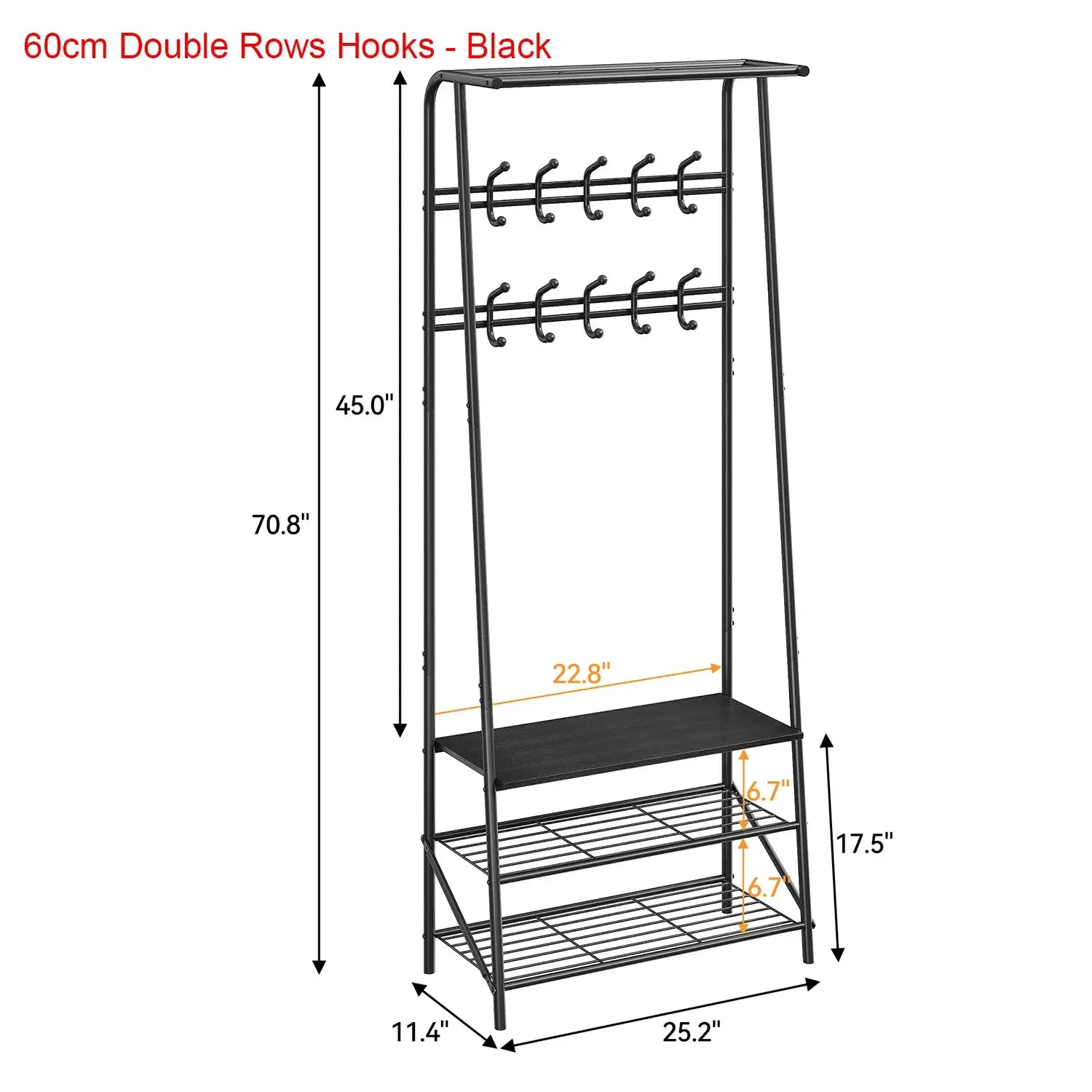 Coat Rack Shoe Bench, 4-in-1 Hall Trees Entryway Bench with Coat Rack and Shoe Rack, Steel Frame Storage Shelf and Hanging Bar from PriceLows™