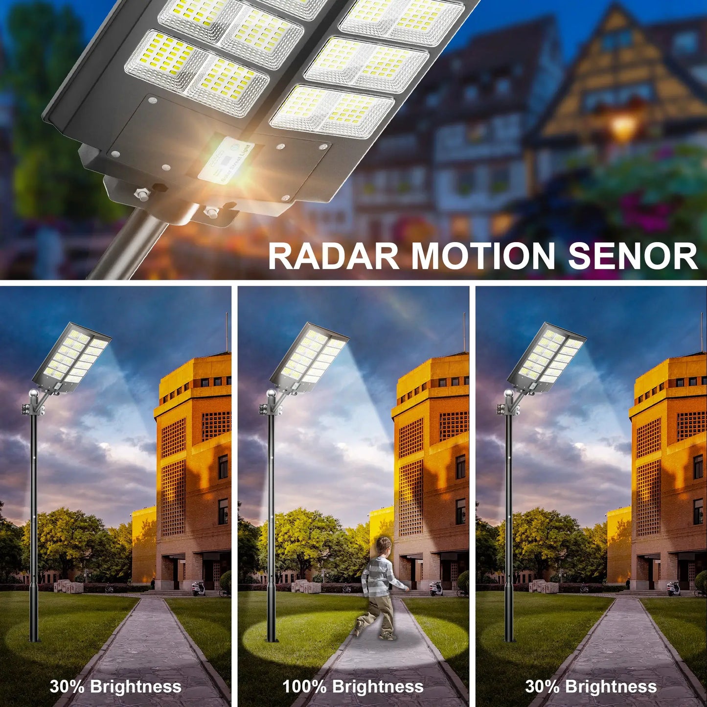 6000-watt waterproof solar street lights. Automatically turn on at dusk and are equipped with motion sensors. Suitable for comme from PriceLows™