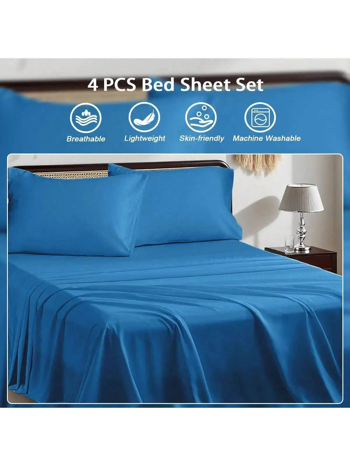 3/4 Piece Bed Sheet Set Soft Breathable Hotel Luxury Summer bedding Twin Flat Fitted Sheet Pillowcase from PriceLows™