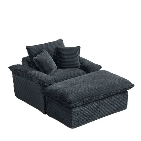 51.97 inch modern comfortable cushioned compression single seat sofa with unique footrest design, lounge chair for living room, bedroom, apartment, office, dark gray from PriceLows™