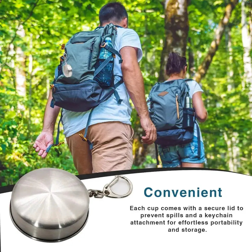Foldable Cup with Lid 75ml-450ml Stainless Steel Shot Glass, Rustproof&Flexible, Easy-Carry Keychain For Travel,Fishing&Camping from PriceLows™