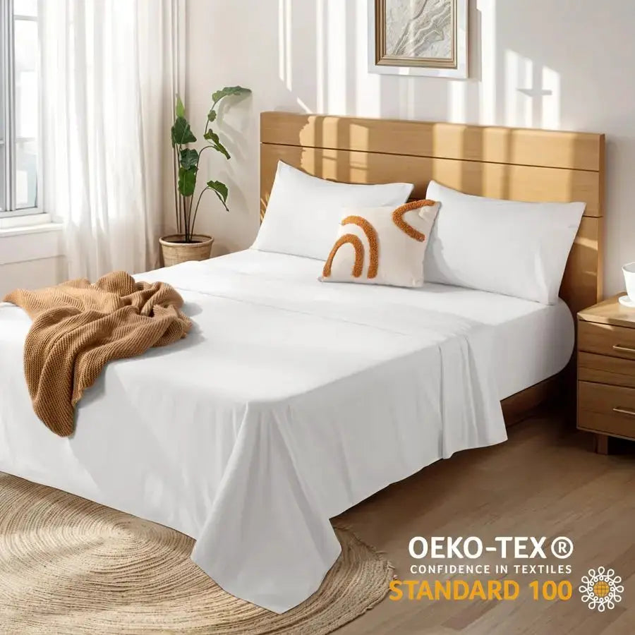100 Cotton Sheets Set Deep Pocket Up to 1824, 1000 Thread Count Queen Size 4 Pcs Bed Sheet Sets Soft Comfortable Bedding All Sea from PriceLows™