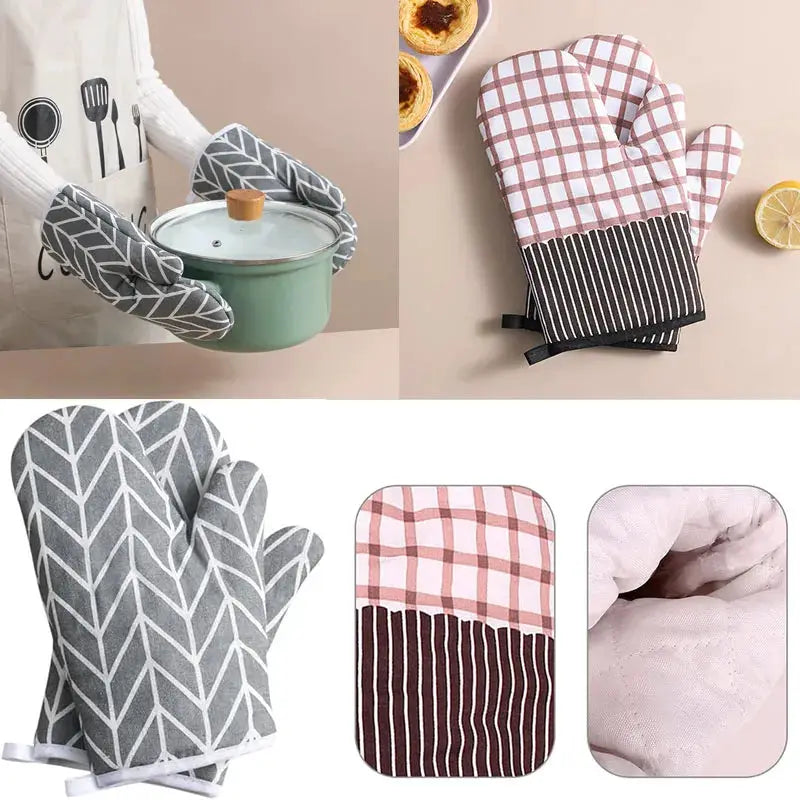 Oven Mitts | Heat Resistant 500°F | Non-Slip Silicone Lined | 2 Pack