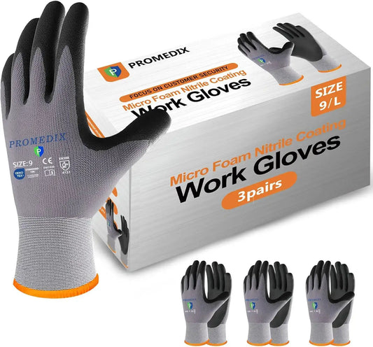 Nitrile Coated Work Gloves, MicroFoam Safety Gloves for Men, Seamless Knit with Grip from PriceLows™