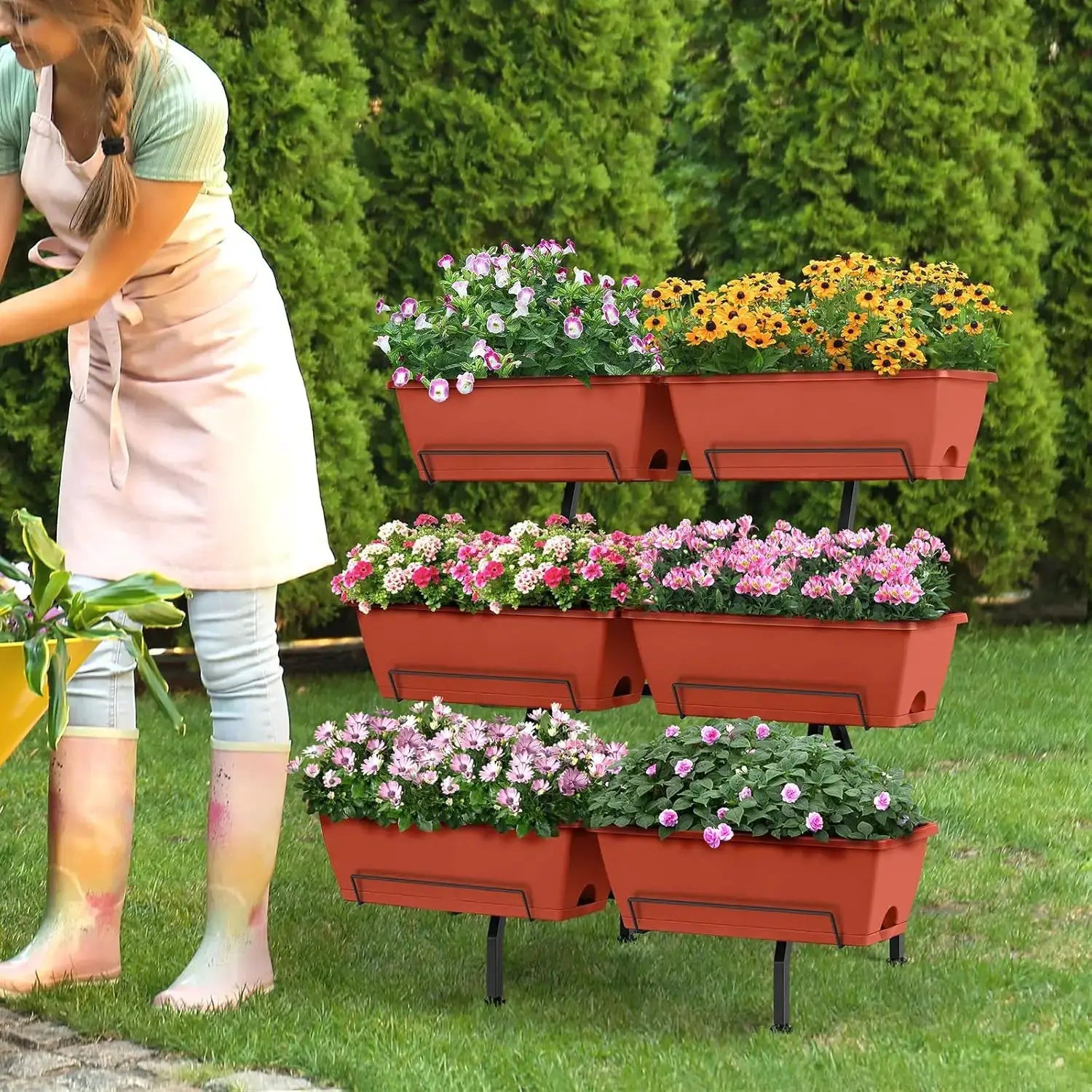 Raised Garden Beds Vertical Garden Planters Indoor Outdoor Standing Raised Planter Box with Legs, Plastic Raised Bed Tie from PriceLows™