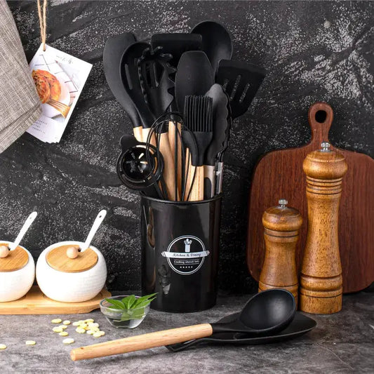 14pcs silicone utensil set with plastic holder from PriceLows™