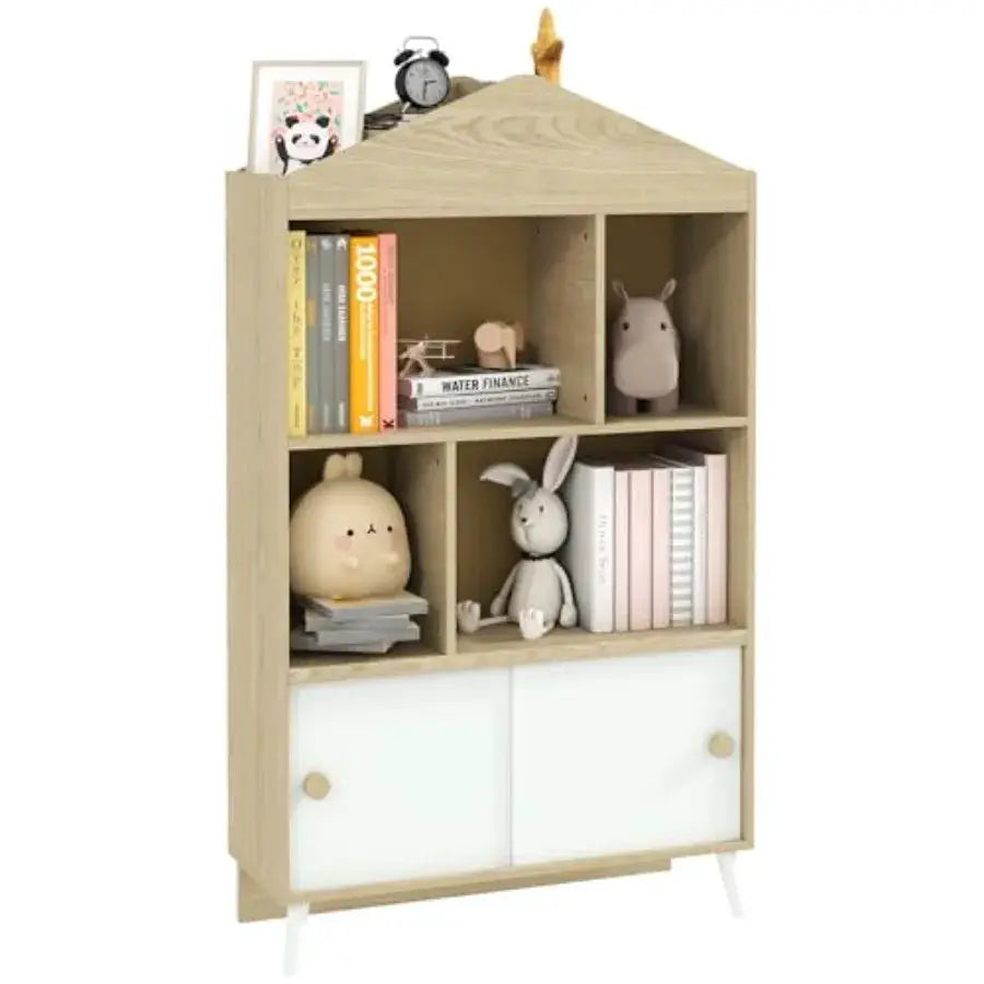 Qaba Bookshelf and Toy Storage 4-Cubby 's Toy Shelf Montessori Bookcase with Top Shelves for Playroom 's Room Living Room Kinde from PriceLows™
