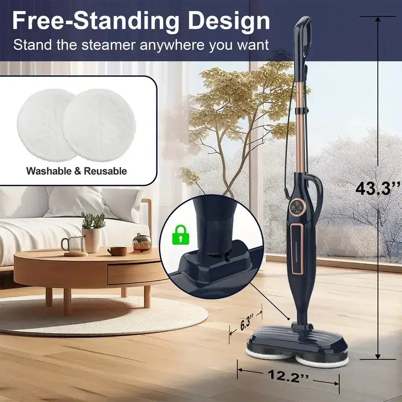 Steam Mop Cleaner with Rotating Mop Pad 10 in 1 Lightweight Spin Mop 1300W Powerful Floor Steamer for Home Hardwood Laminate VM6 from PriceLows™