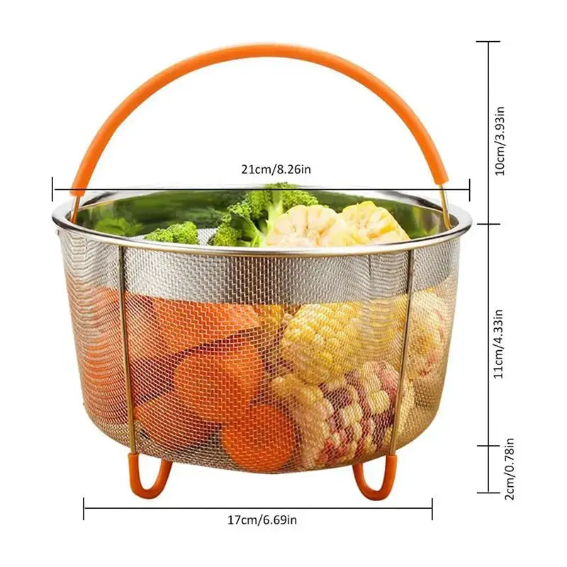 Stainless Steel Steamer Basket Set | 6 Qt | Instant Pot and Ninja Foodi | 2 Pack