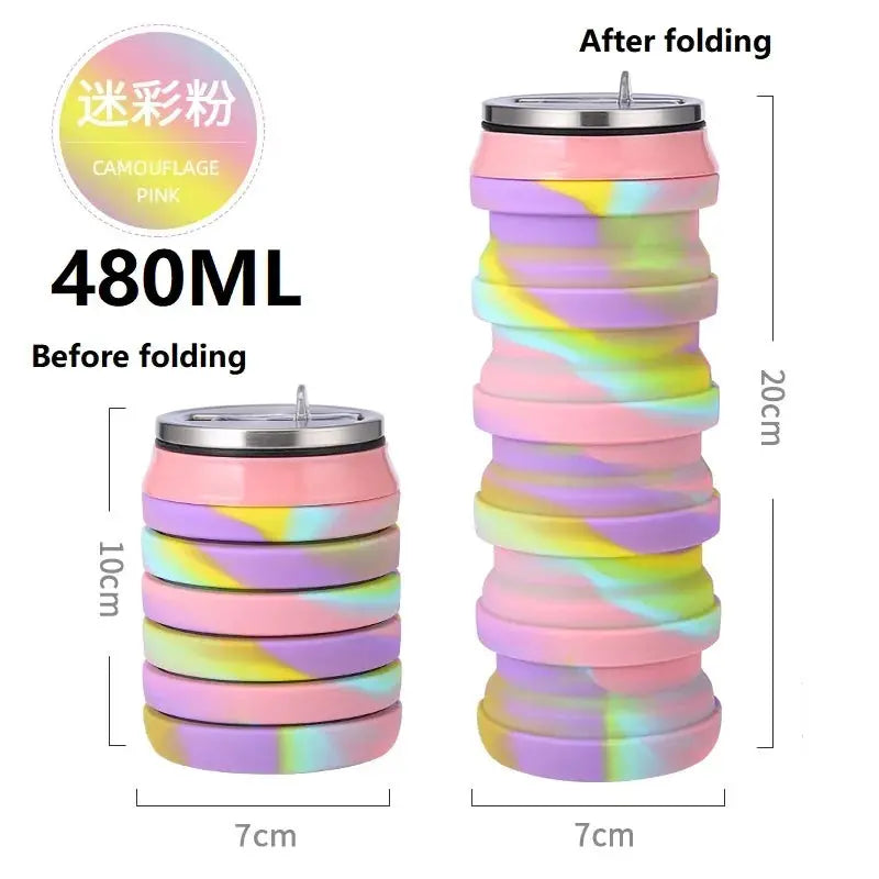 480ML Retractable Silicone Water Bottle Collapsible Cup Outdoor Travel Sport Drink Bottle YDSH03 from PriceLows™