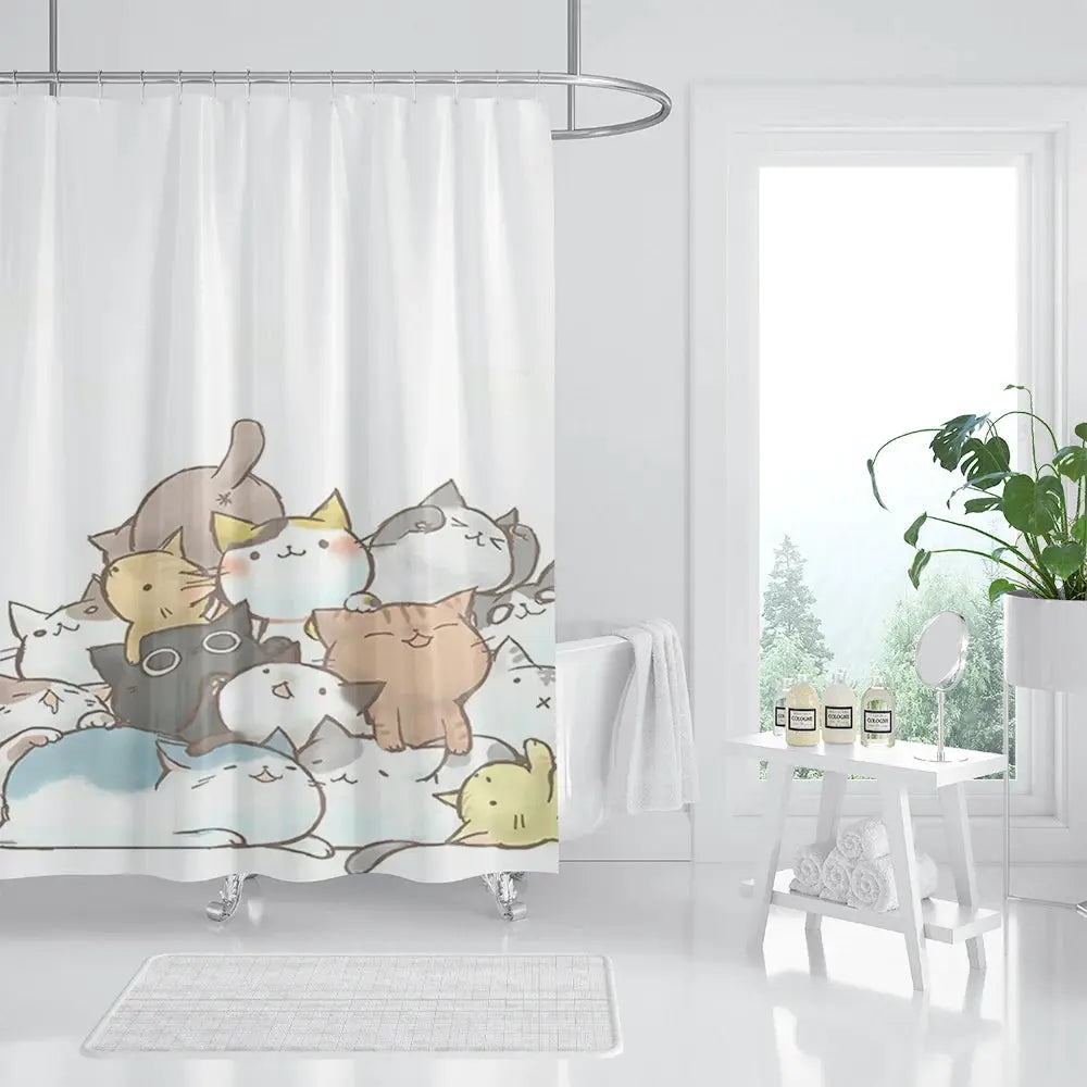 Animal Shower Curtain, Cartoon Cat Dog Bathtub Shower Cute Kids Boys Girls Bathroom Decorative Shower Curtains from PriceLows™