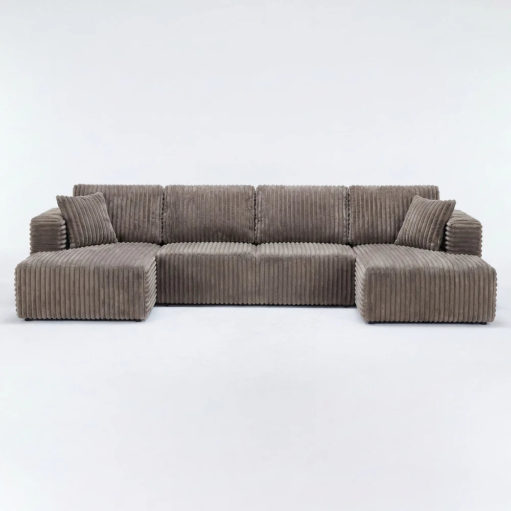 U Shape Modular Sectional Sofa | Corduroy | Sleeper Sofa | Width 2000-2400mm