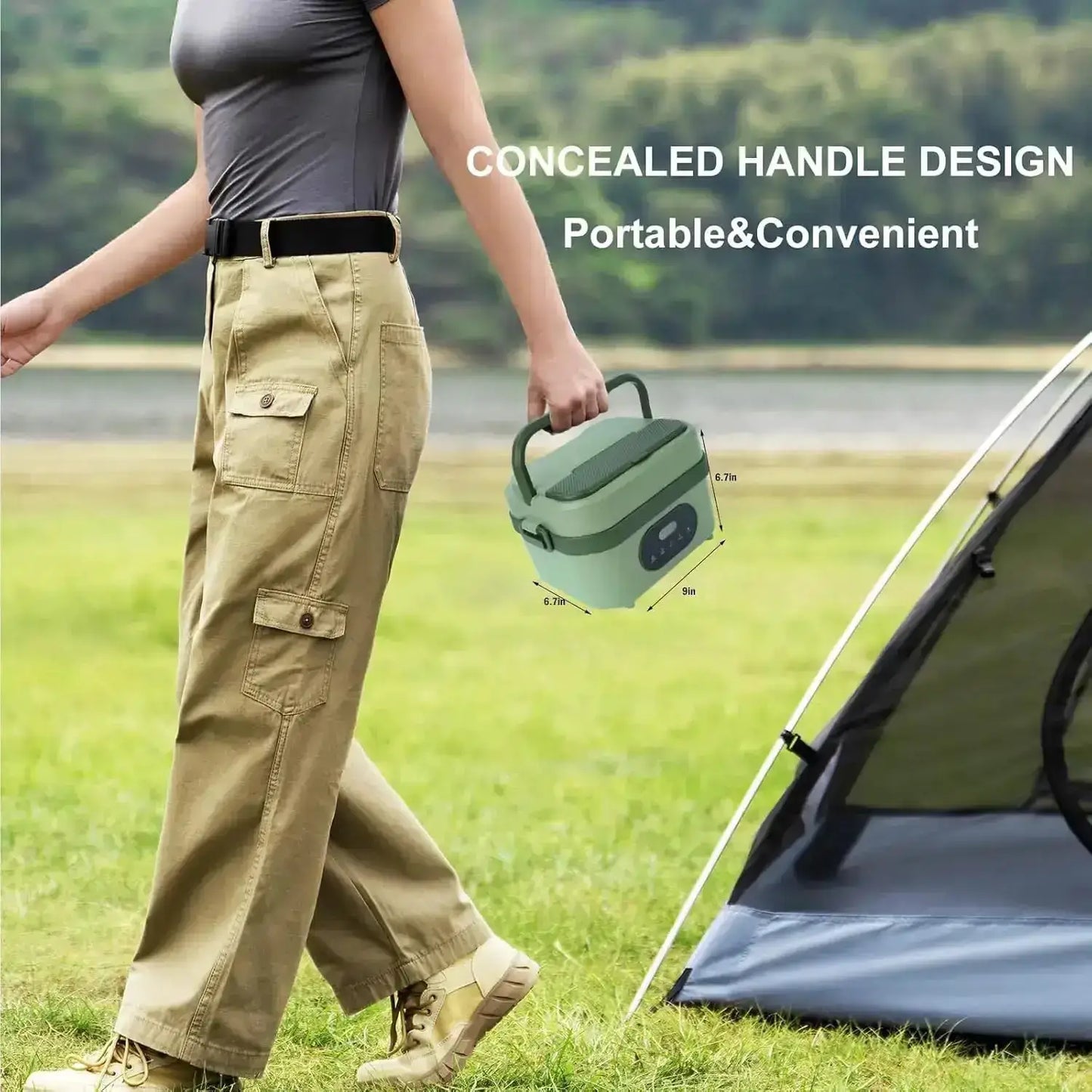 18000mAh Battery Powered Cordless Heated Lunch Box - 5-Sided Self-Heating, Smart Timer, 6.3 Cups, Leak-Proof, Portable for Work, Travel, Commuters from PriceLows™