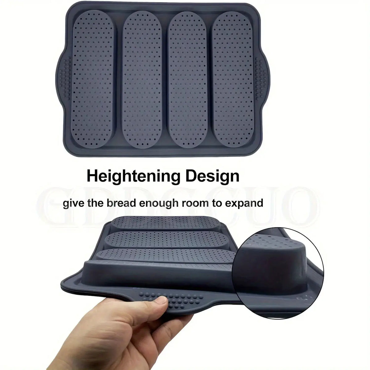 Silicone Bread Pan | 4 Grid Baguette Mold | Non Stick | Light Gray