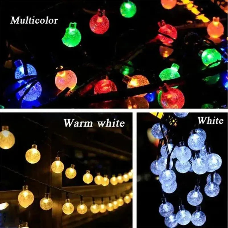 Solar String Lights Outdoor Crystal Fairy Light Chritmas Garland 8 Modes Waterproof Patio Light for Garden Party Decor from PriceLows™