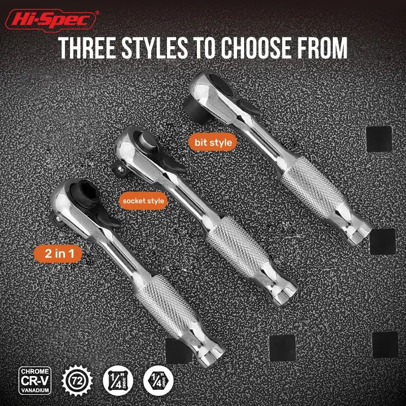 Hi‑Spec 72 Tooth Mini Ratchet Wrench Set 1/4” Double Head Torque Wrench Compact Ratchet Spanner for Bike Car & Home DIY Repair from PriceLows™
