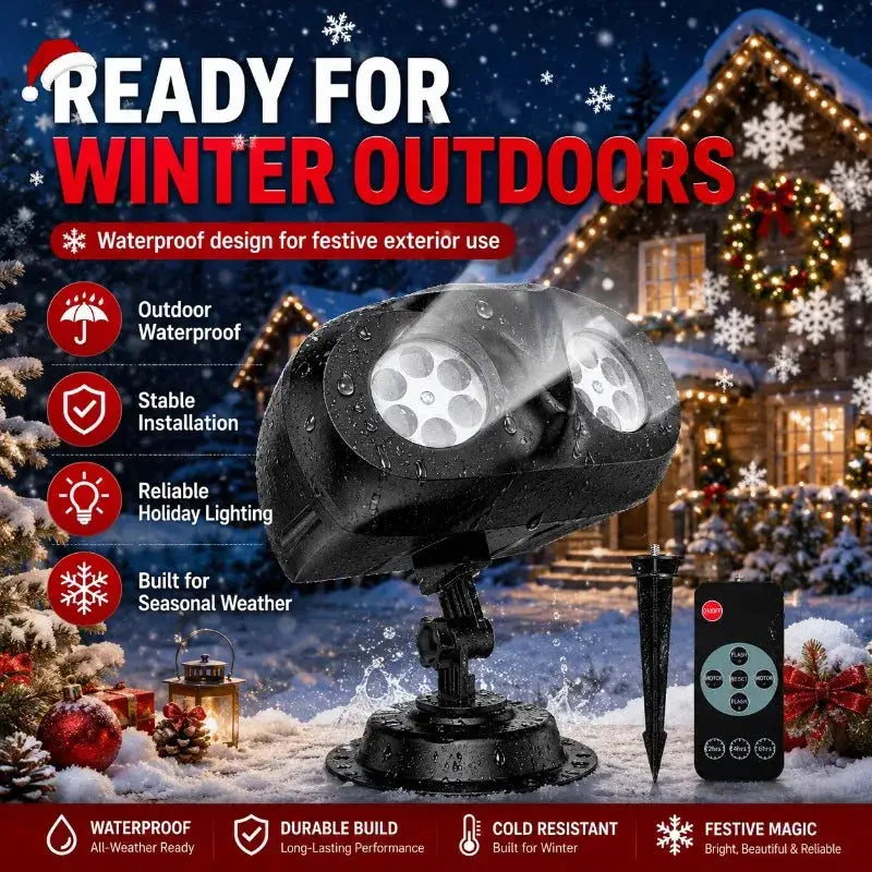 Snowflake Projection Light | Double Headed | Outdoor Waterproof | Plug In