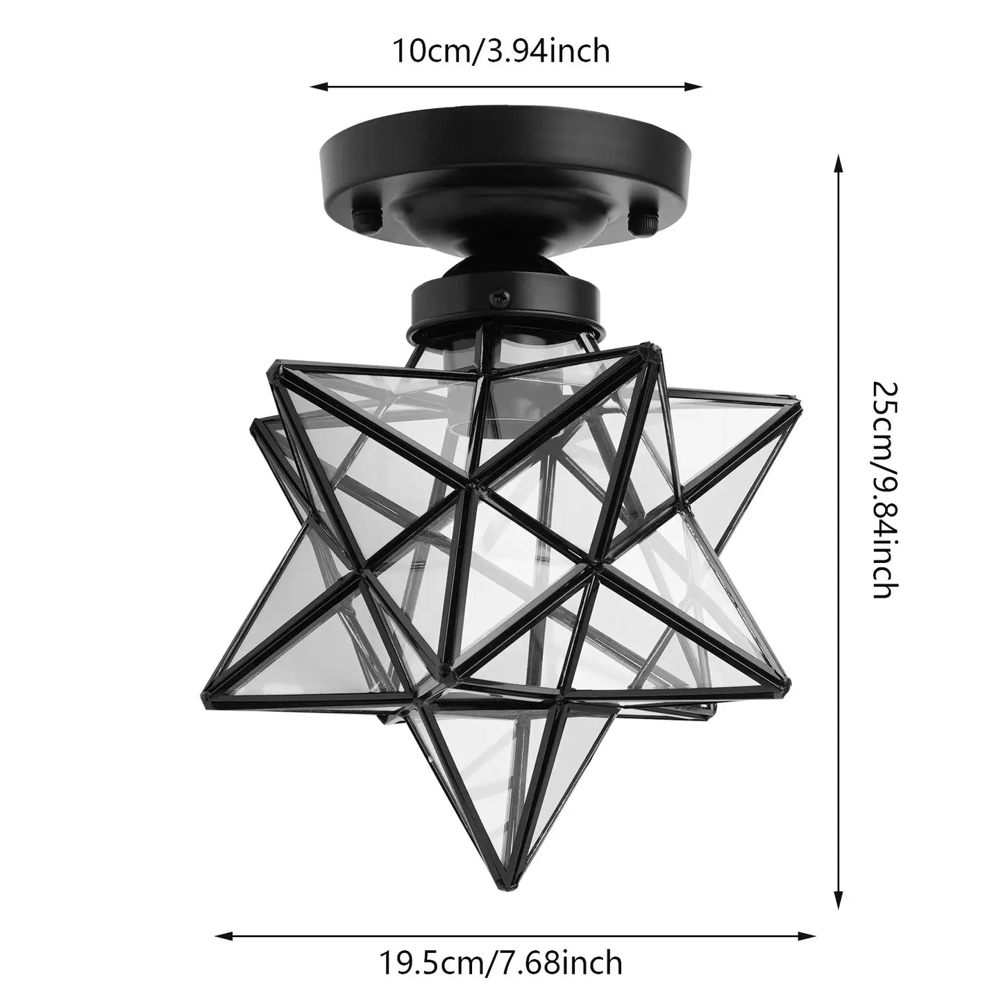 US Standard Moravian Star Ceiling Lamp, High-Clarity Glass Polished Surface, 5-10㎡ Coverage Romantic Lighting for Home/Hotel from PriceLows™