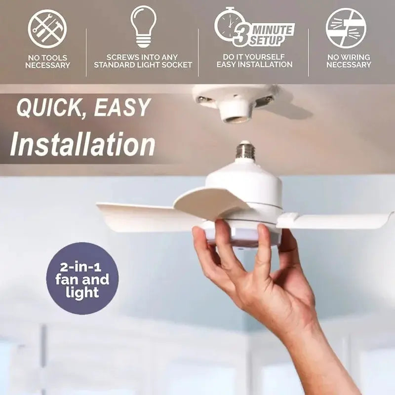 Ceiling Fan | Led Light E27 30W Socket | Remote Control | 1000Lm 5000K