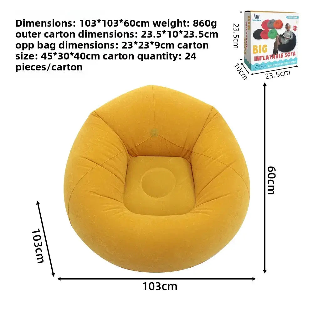 Single Flocked Inflatable Lazy Sofa, Foldable Bean Bag Ball Shaped Inflatable Chair for Indoor Outdoor Leisure Use from PriceLows™