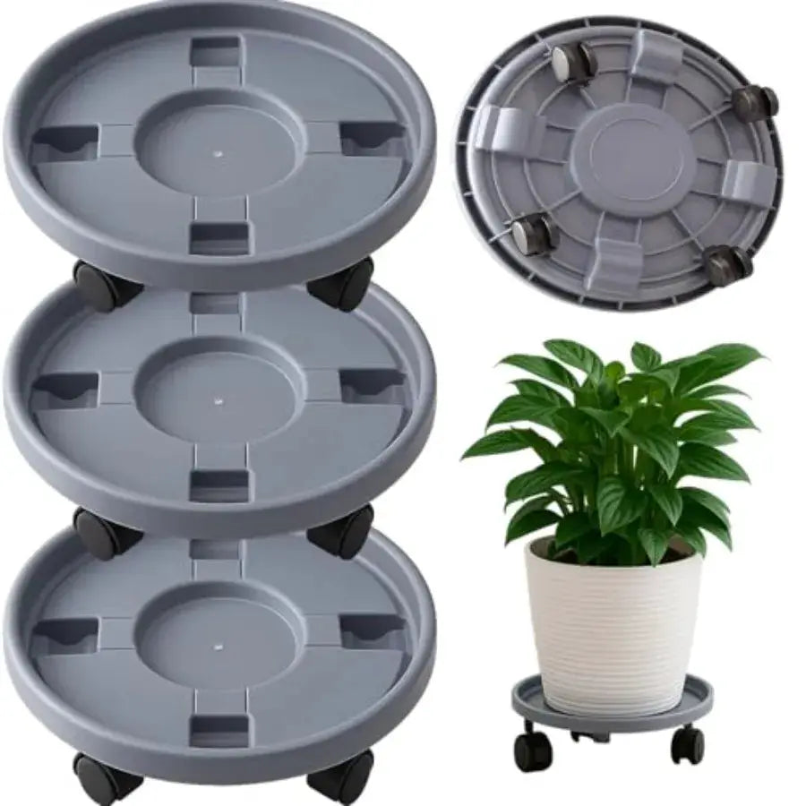 Rolling Plant Stand with Wheels 3 Pack Plant Caddy with Wheels Heavy Duty Plant Dolly Roller Base with Wheels Round Flower Pot from PriceLows™