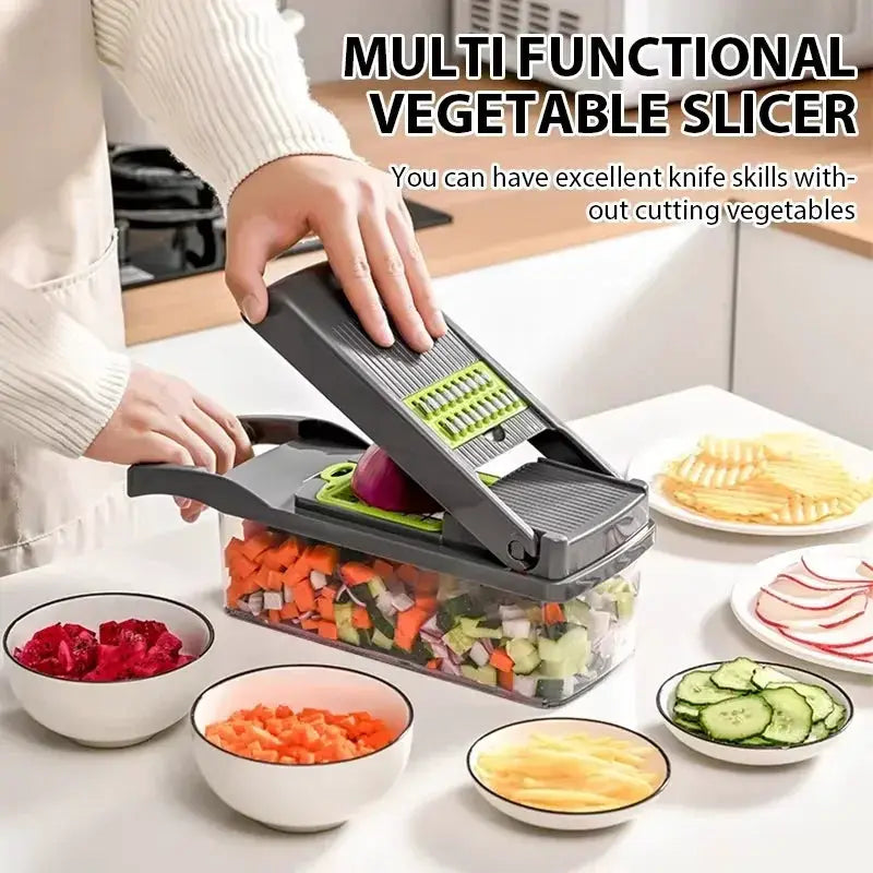 Vegetable Chopper | 16 Cutting Options | Stainless Steel | With Container