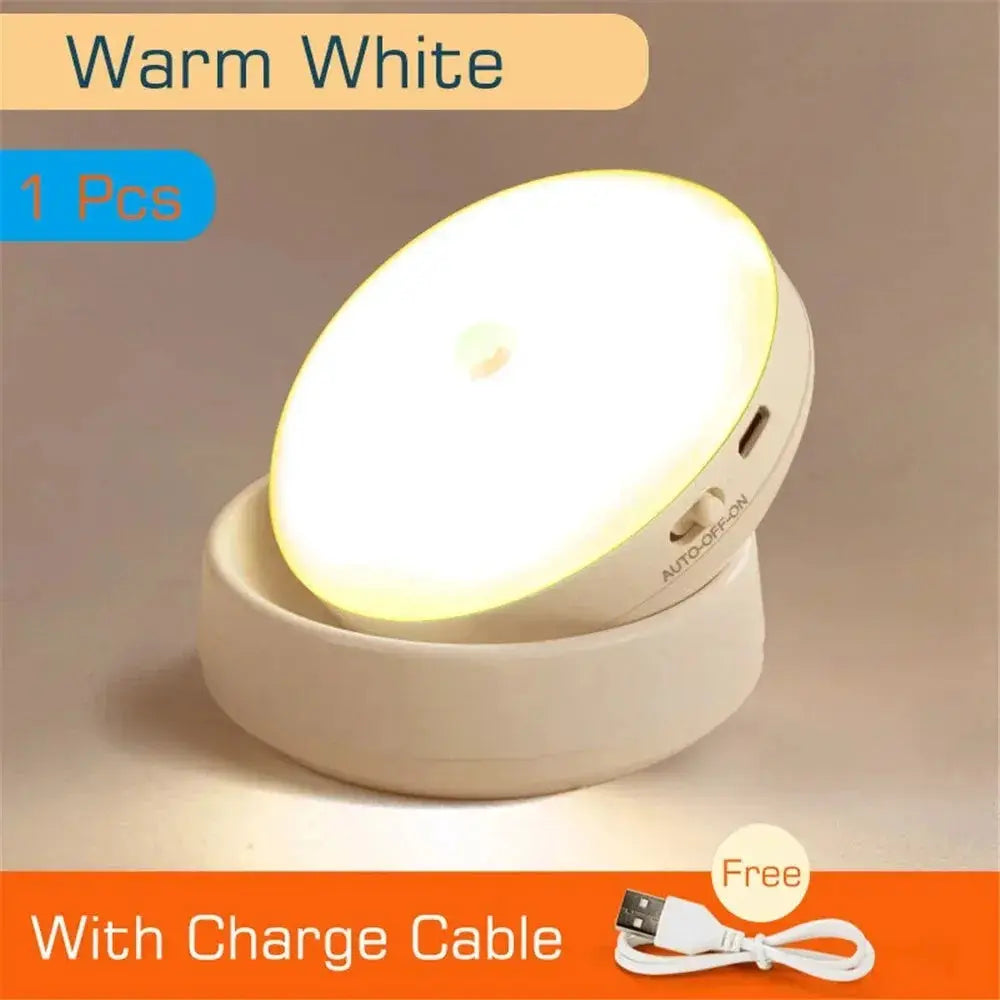 Night Light USB Motion Sensor Charging Round Energy-saving Led Lamp Bedroom Light Corridor Home Bathroom wall lights night light from PriceLows™