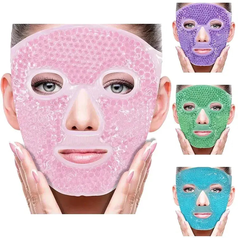 SPA Ice Cold and Hot Heat Full Face Eye Mask Sleeping Ice Pack Reduce Face Puff Dark Circles Gel Beads Compress for Woman from PriceLows™