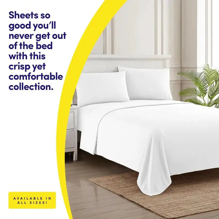 Supreme Collection Sheet Sets White Luxury Hotel Bed Sheets and Pillowcase Set for King Mattress Extra Soft, Elastic Corner Stra from PriceLows™