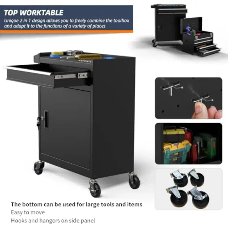 5-Drawer High Capacity Rolling Tool Box, Removable Cabinet Storage Tool Chest with Wheels and Drawers, Detachable Toolbox with from PriceLows™